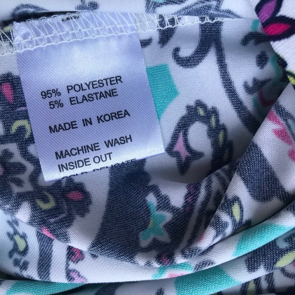 Tracy Negoshian Teal White Print Tank Dress Bright - Picture 5 of 5